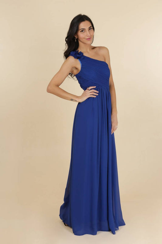 Šifónové dlhé šaty na jedno rameno Rimi